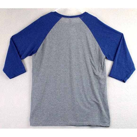 Jezees Blend Chicago Windy City Baseball T-Shirt Mens XL Gray Blue Raglan - Picture 2 of 16